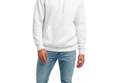 Polerón blanco fit tipo canguro con capucha - gryphos