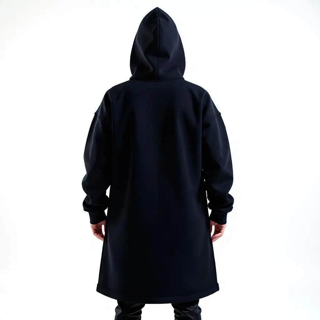 a woman in a black hoodie